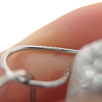 925 Sterling Silver Vintage Italy Modernist Textured Drop Bead Earrings