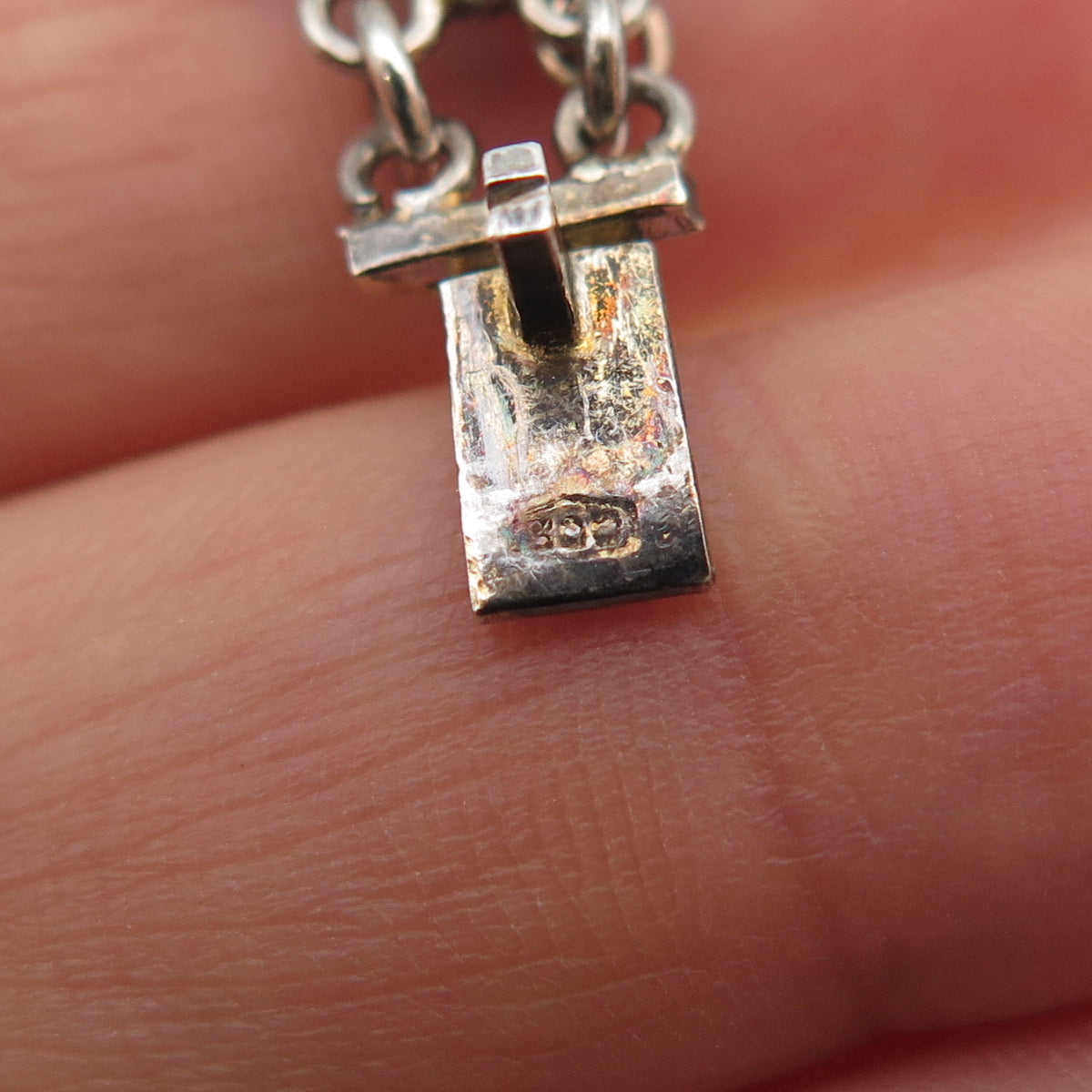 800 Silver Gold Plated Vintage European Flower Link Bracelet 7"