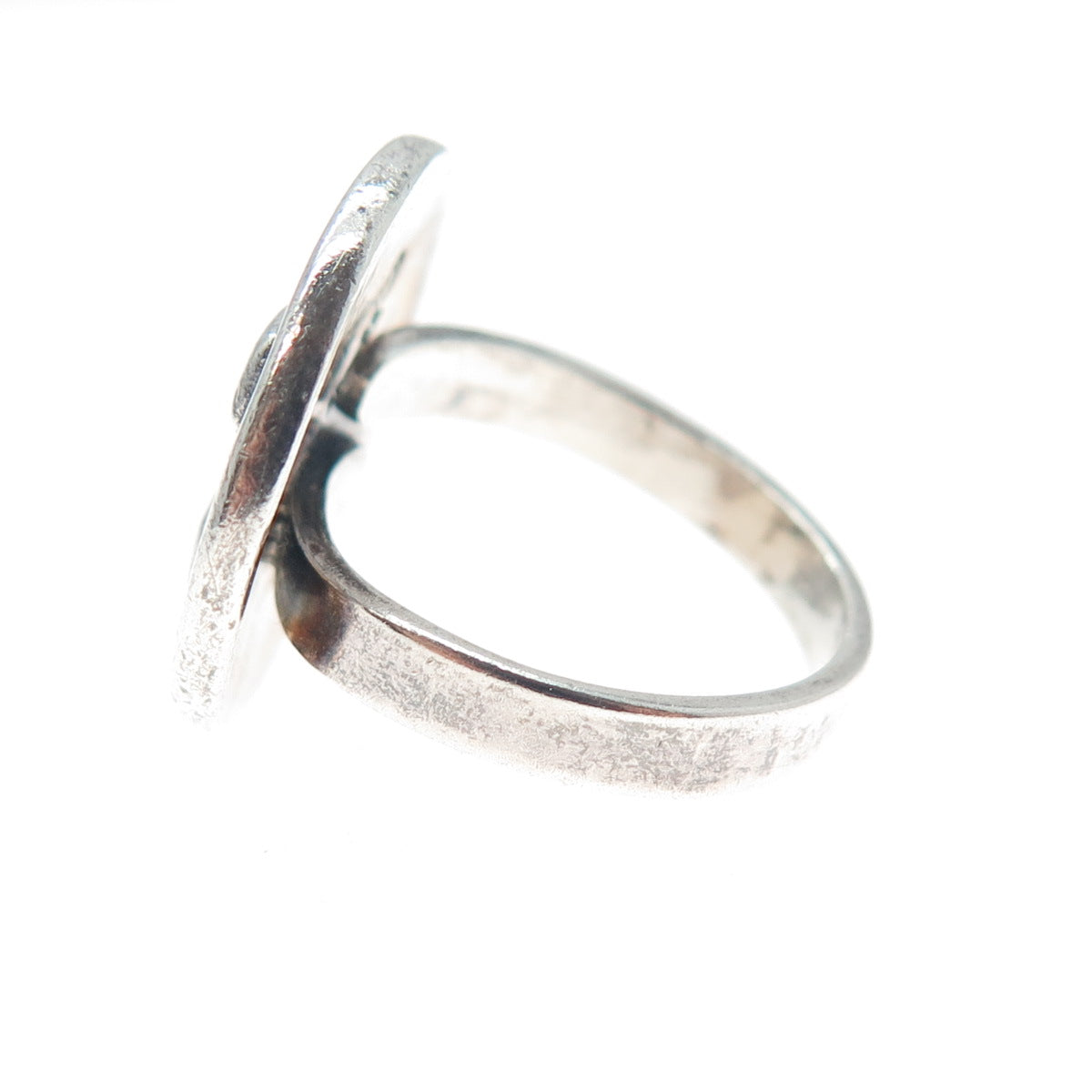 BRENDA SCHOENFELD 925 Sterling Vintage 1993 Mexico Button Oxidized Ring Size 6.5
