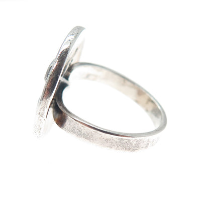 BRENDA SCHOENFELD 925 Sterling Vintage 1993 Mexico Button Oxidized Ring Size 6.5