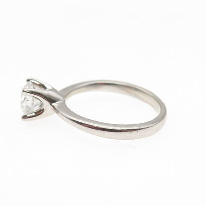 925 Sterling Silver Round-Cut C Z Engagement Ring Size 7