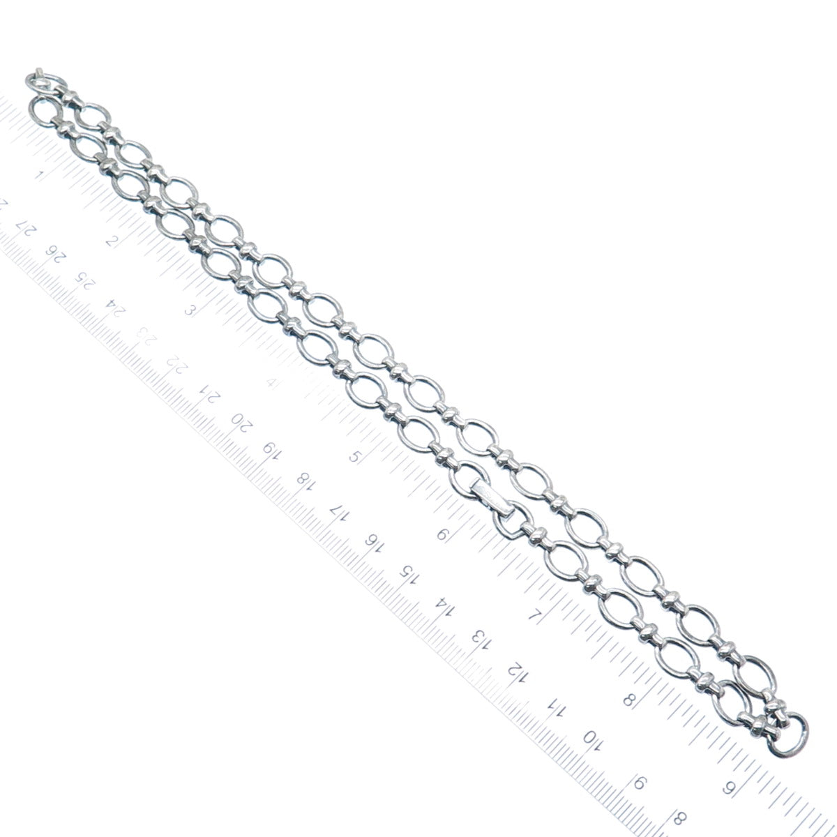 MICHELLE ALBALA Sterling Silver Vintage Oxidized Oval Cross Chain Necklace 18"