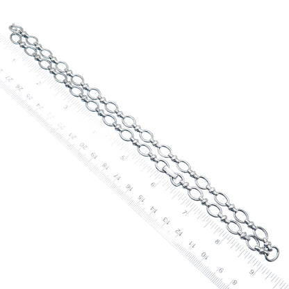 MICHELLE ALBALA Sterling Silver Vintage Oxidized Oval Cross Chain Necklace 18"