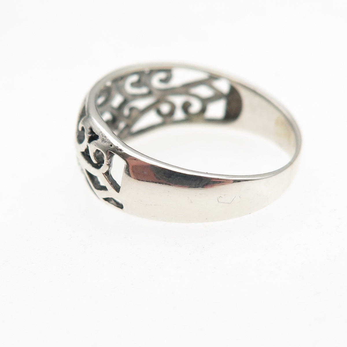 925 Sterling Silver Vintage Modernist Swirl Ring Size 6.75