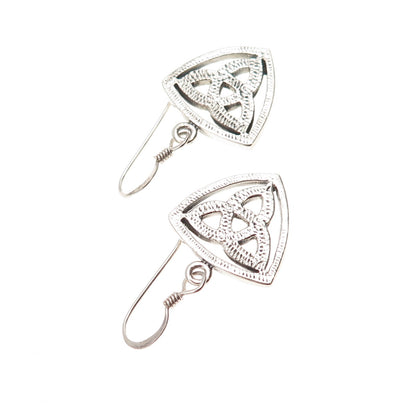 925 Sterling Silver Vintage Celtic Trinity Dangle Earrings