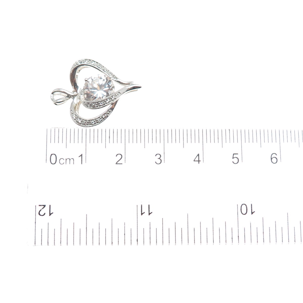 MICHELLE ALBALA 925 Sterling Silver Real White Topaz Heart Charm Pendant