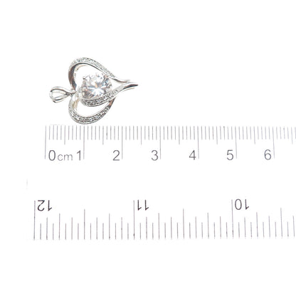 MICHELLE ALBALA 925 Sterling Silver Real White Topaz Heart Charm Pendant