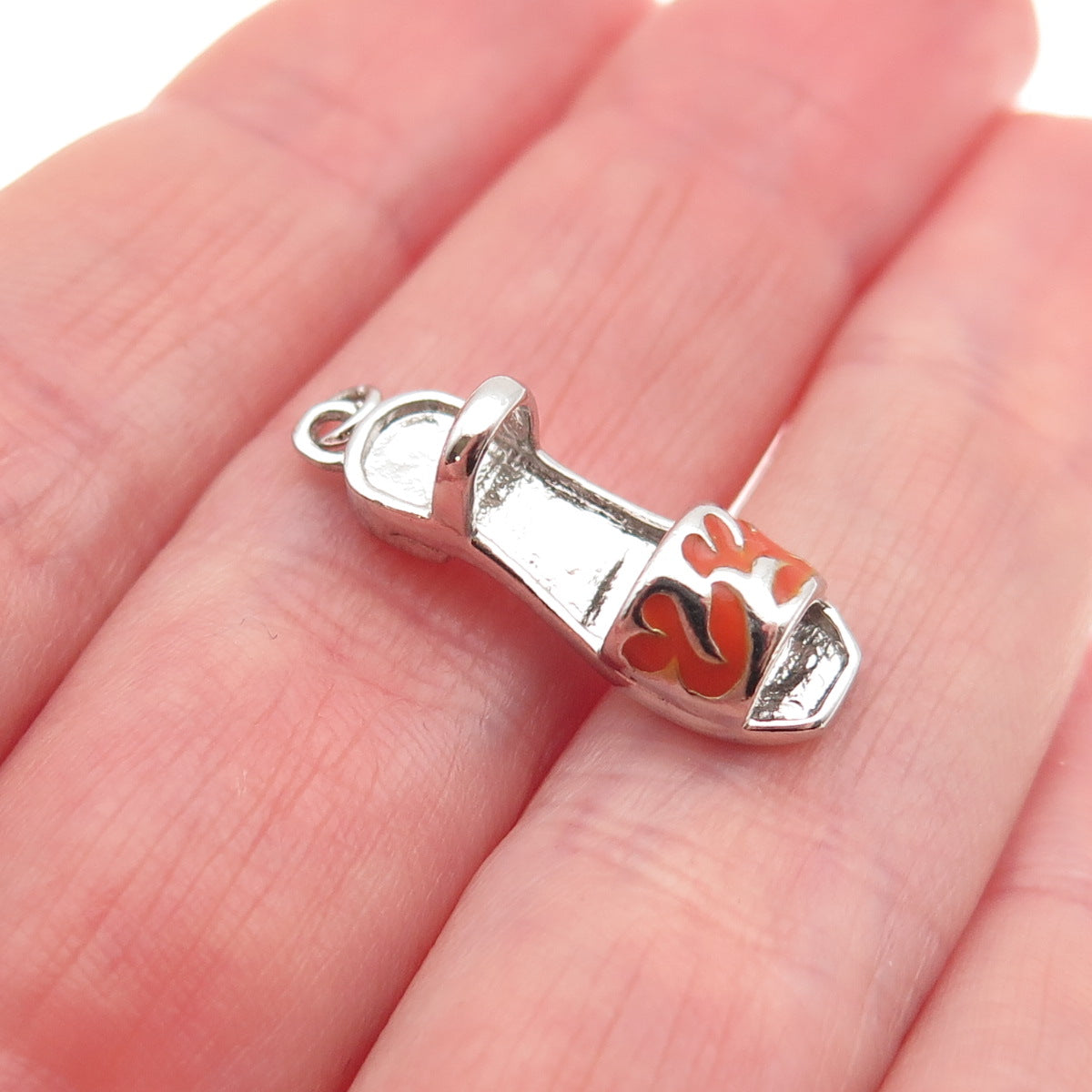 925 Sterling Silver Vintage Enamel Sandal Shoe 3D Mini Charm Pendant