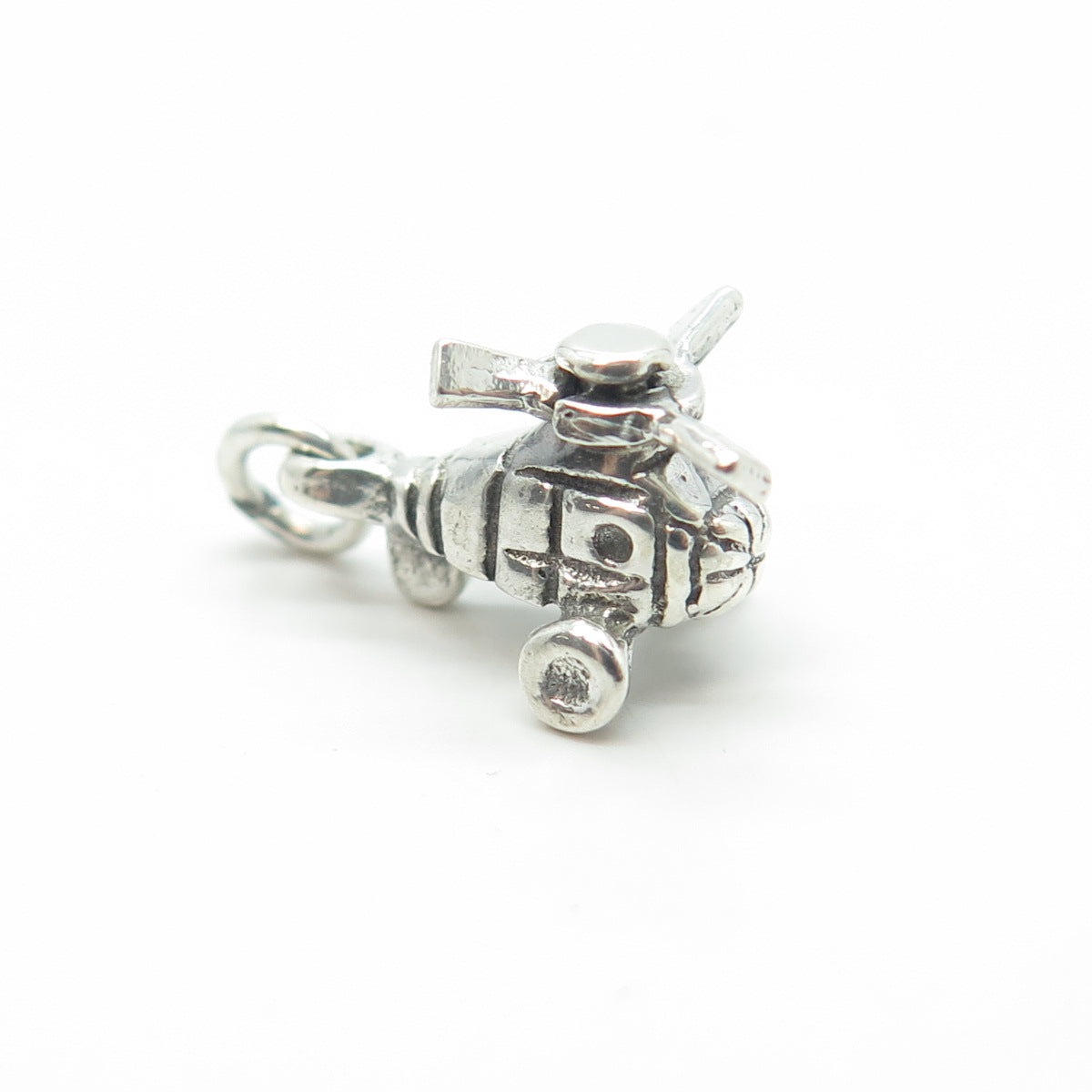 925 Sterling Silver Vintage Helicopter Movable Charm Pendant