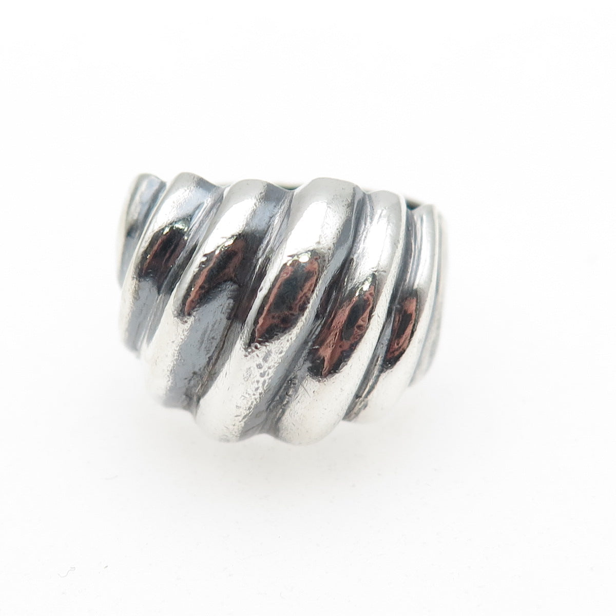925 Sterling Silver Vintage Modernist Ribbed Oxidized Ring Size 8.75