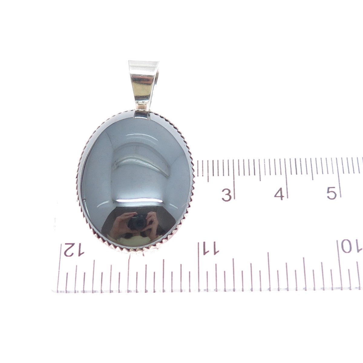 SHANE Old Pawn 925 Sterling Silver Vintage Southwestern Hematite Charm Pendant