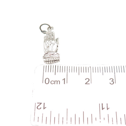 925 Sterling Silver Vintage Prayer Hands Religious Mini Charm Pendant