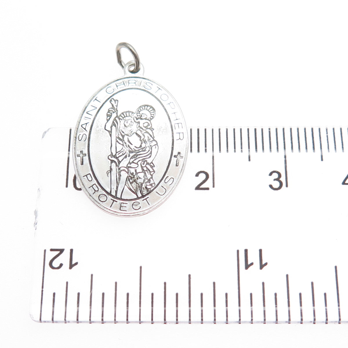 925 Sterling Silver Vintage St. Christopher Religious Medal Charm Pendant