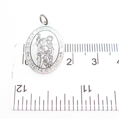 925 Sterling Silver Vintage St. Christopher Religious Medal Charm Pendant