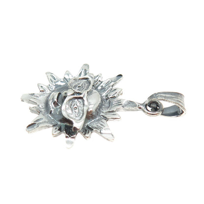 925 Sterling Silver Vintage Mexico Sun Face w/Glasses Pendant