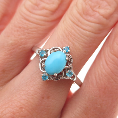 Chuck Clemency 925 Sterling Silver Real Turquoise & Apatite Ring Size 8