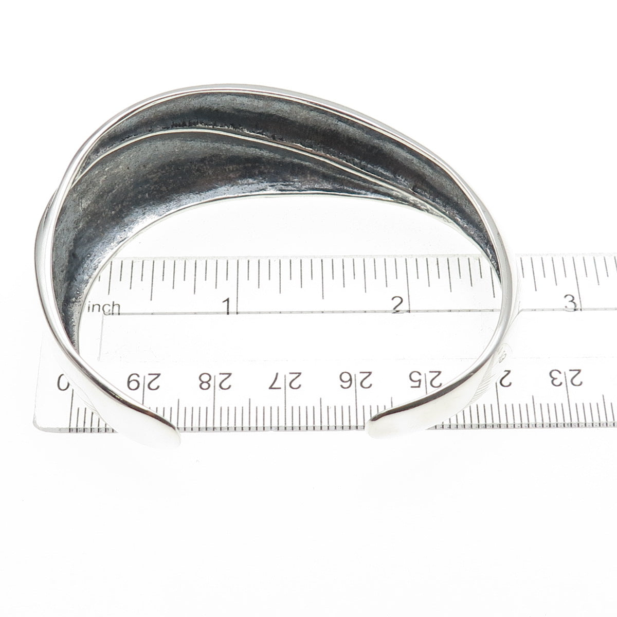 KABANA 925 Sterling Silver Vintage Modernist Oxidized Adjustable Bracelet 7"