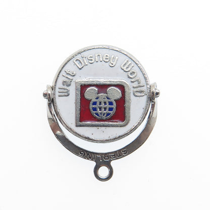 WALT DISNEY Sterling Silver Vintage Enamel Mickey Mouse Reversible Mini Pendant