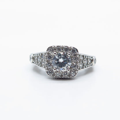 925 Sterling Silver Round-Cut C Z Ring Size 6