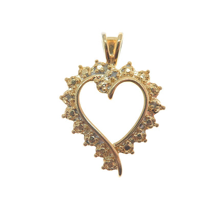 ROSS SIMONS 925 Sterling Gold Plated Vintage Diamond Accent Open Heart Pendant