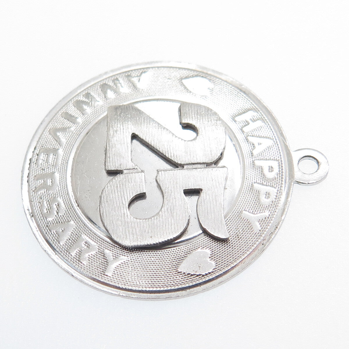 925 Sterling Silver Vintage M&M Happy 25th Anniversary Charm Pendant