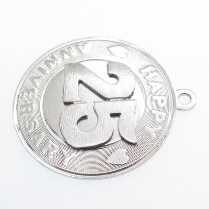 925 Sterling Silver Vintage M&M Happy 25th Anniversary Charm Pendant