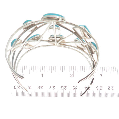 JAY KING DESERT ROSE Sterling Vintage Tyrone Turquoise Adjustable Bracelet 7"