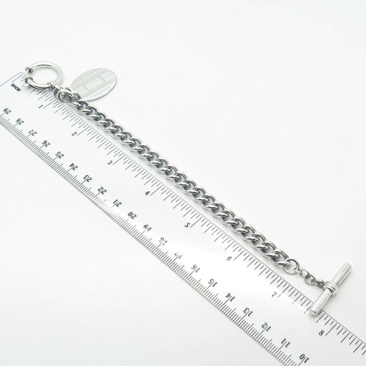 925 Sterling Silver Vintage Cable Link Bracelet 7"