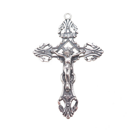 Afco 925 Sterling Silver Antique Sainte Anne de Beaupre Crucifix Cross Pendant