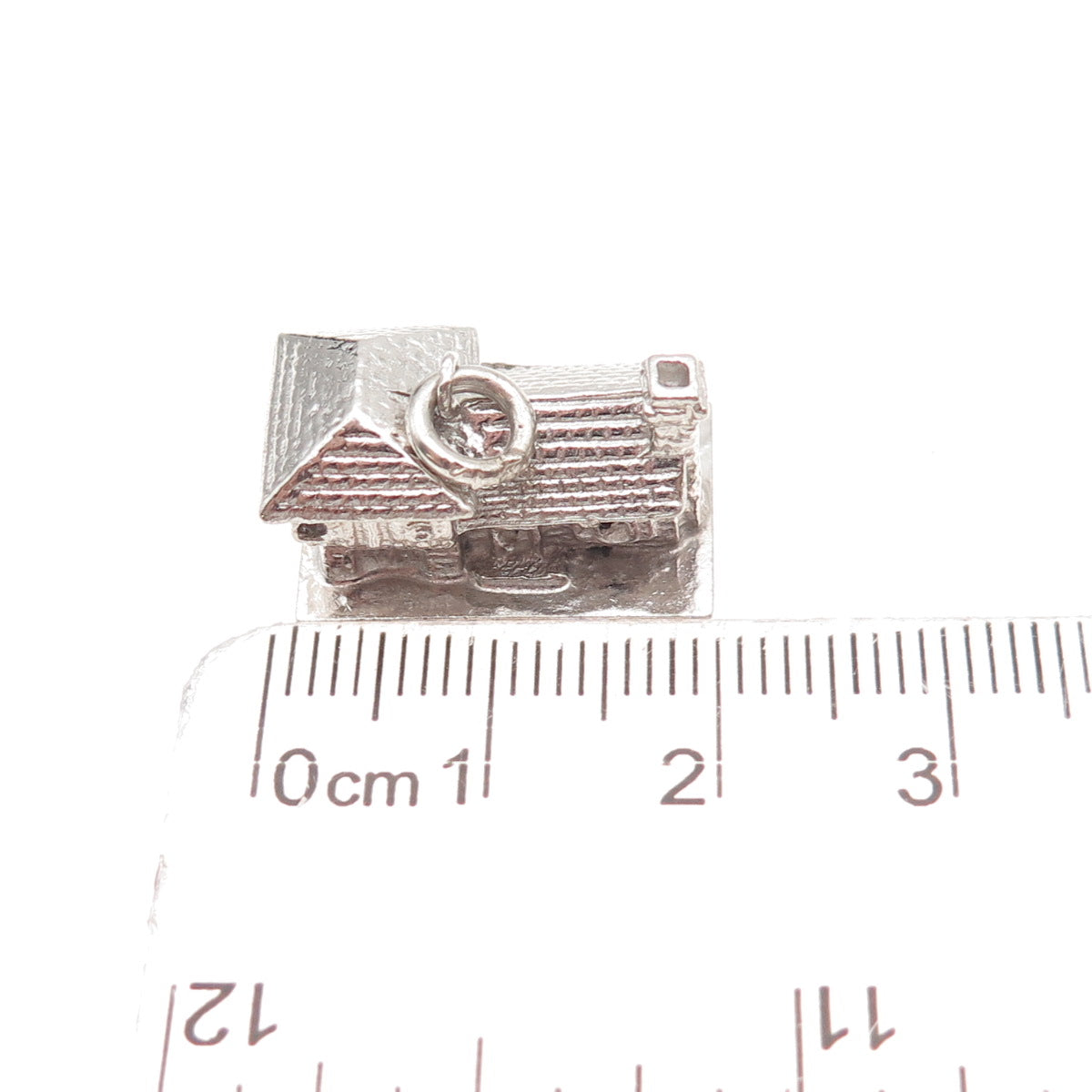 925 Sterling Silver Vintage House Oxidized 3D Charm Pendant