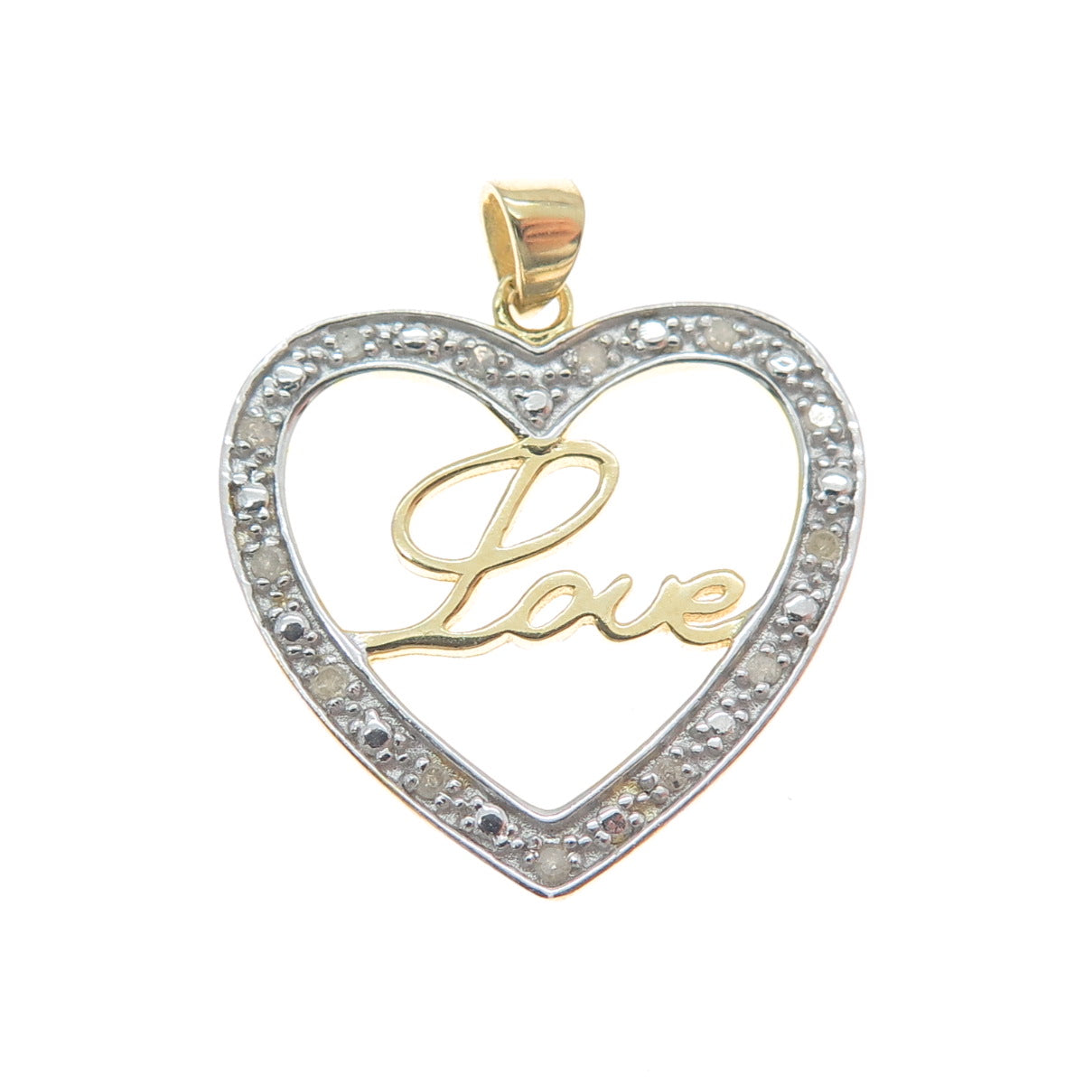HAN 925 Sterling Silver Gold Plated Real Diamond Love Heart Minimalist Pendant