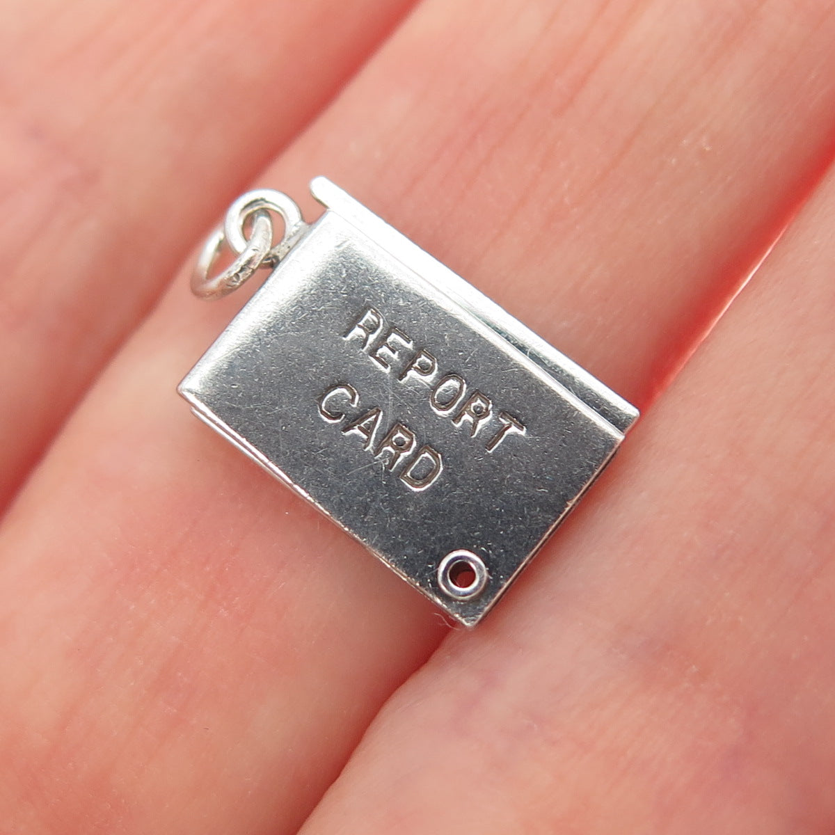 925 Sterling Silver Antique Report Card You're Tops Minimalist Slide Pendant