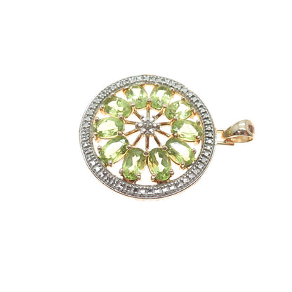 ROSS SIMONS 925 Sterling Silver Gold Plated Real Diamond Accent Peridot Pendant