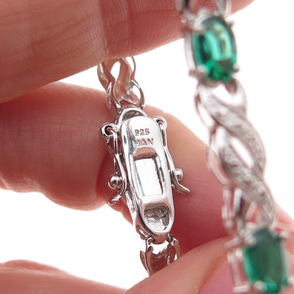 Han 925 Sterling Silver Real Chrome Diopside Infinity Link Bracelet 7.25"