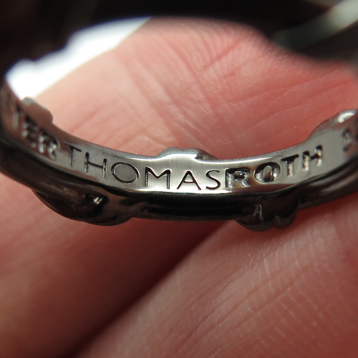 PETER THOMAS ROTH 925 Sterling Silver Black Rhodium Modernist Band Ring Size 7