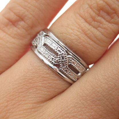 J. Esposito 925 Sterling Silver Vintage Chain Pattern Band Ring Size 6.25