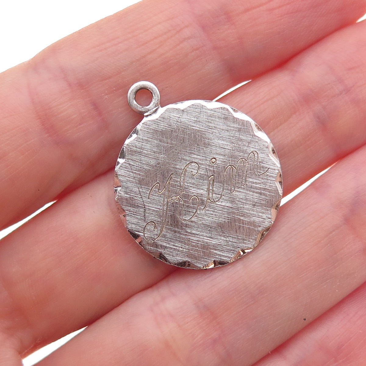 Wells 925 Sterling Silver Vintage Engraved Kim Charm Pendant