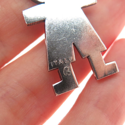 925 Sterling Silver Vintage Italy Baby Boy Oxidized Charm Pendant