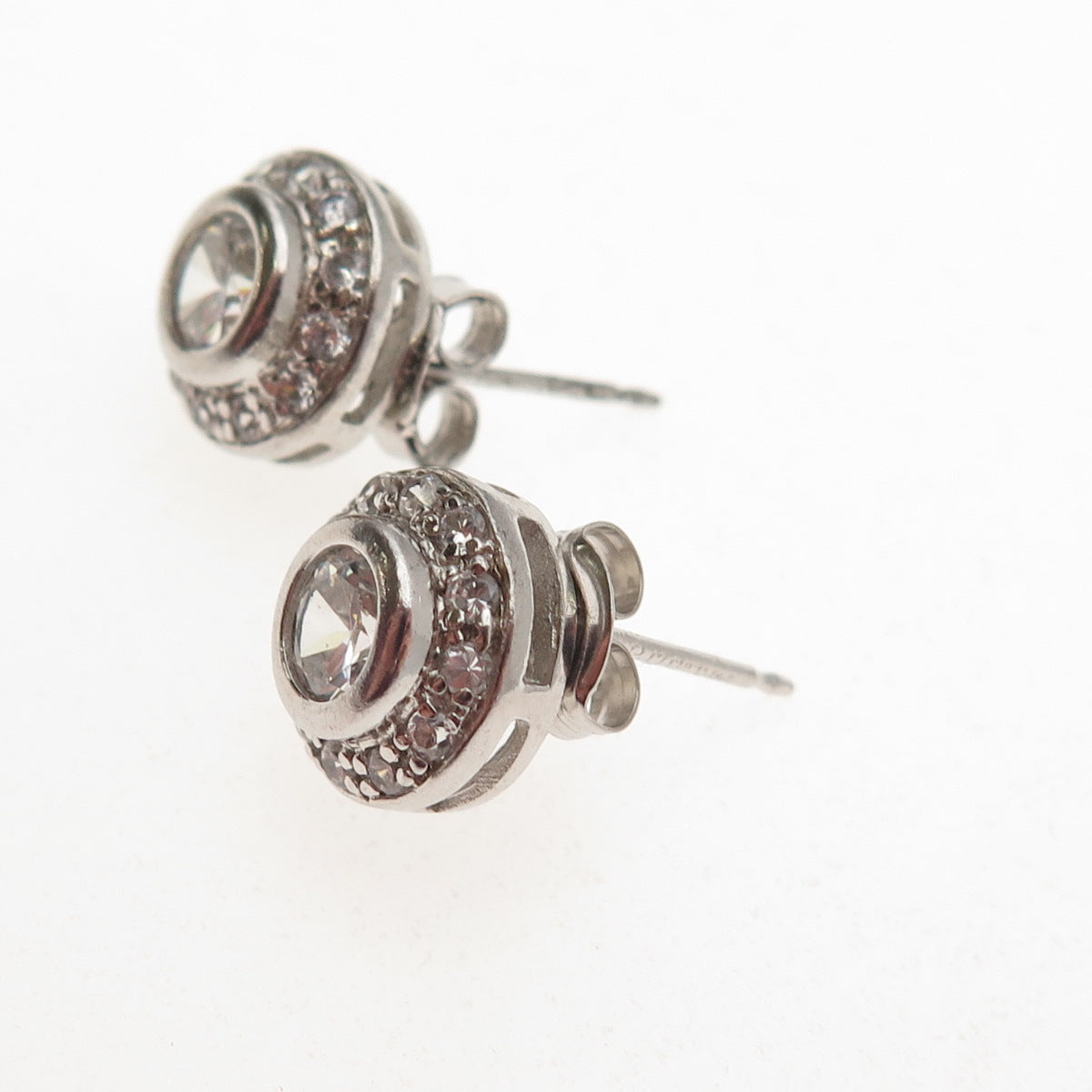 ROSS SIMONS 925 Sterling Silver Round-Cut C Z Stud Earrings