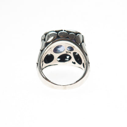 925 Sterling Silver Vintage Lavender C Z Kali Dotted Modernist Ring Size 6