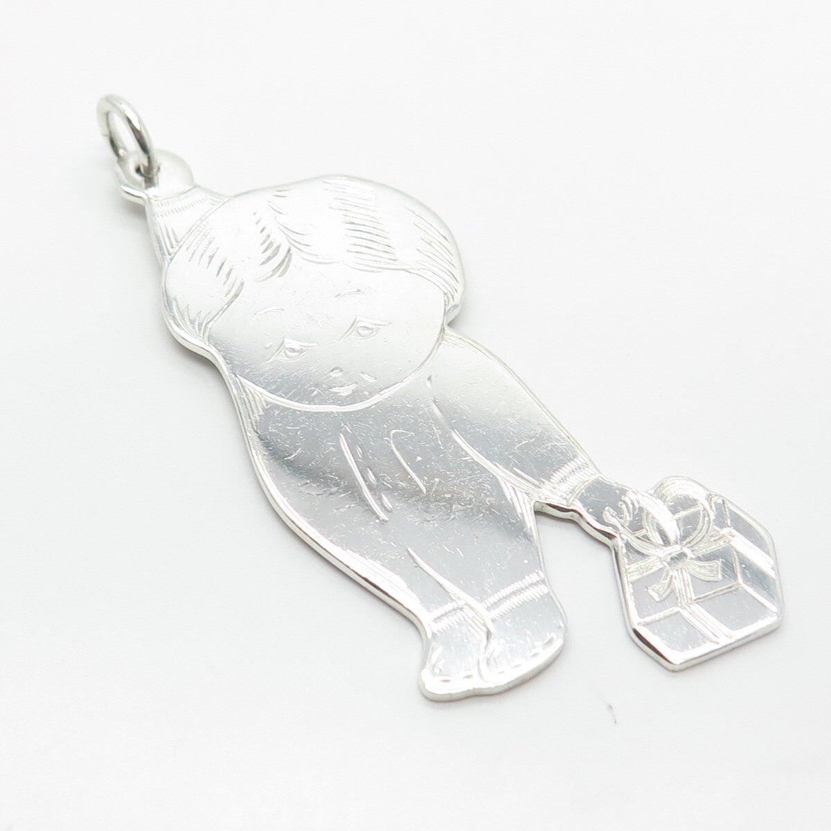 925 Sterling Silver Vintage Lunt Boy w/ Gift Box Pendant