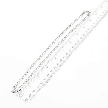 P. LUX 925 Sterling Silver Italy Figaro Chain Necklace 20"