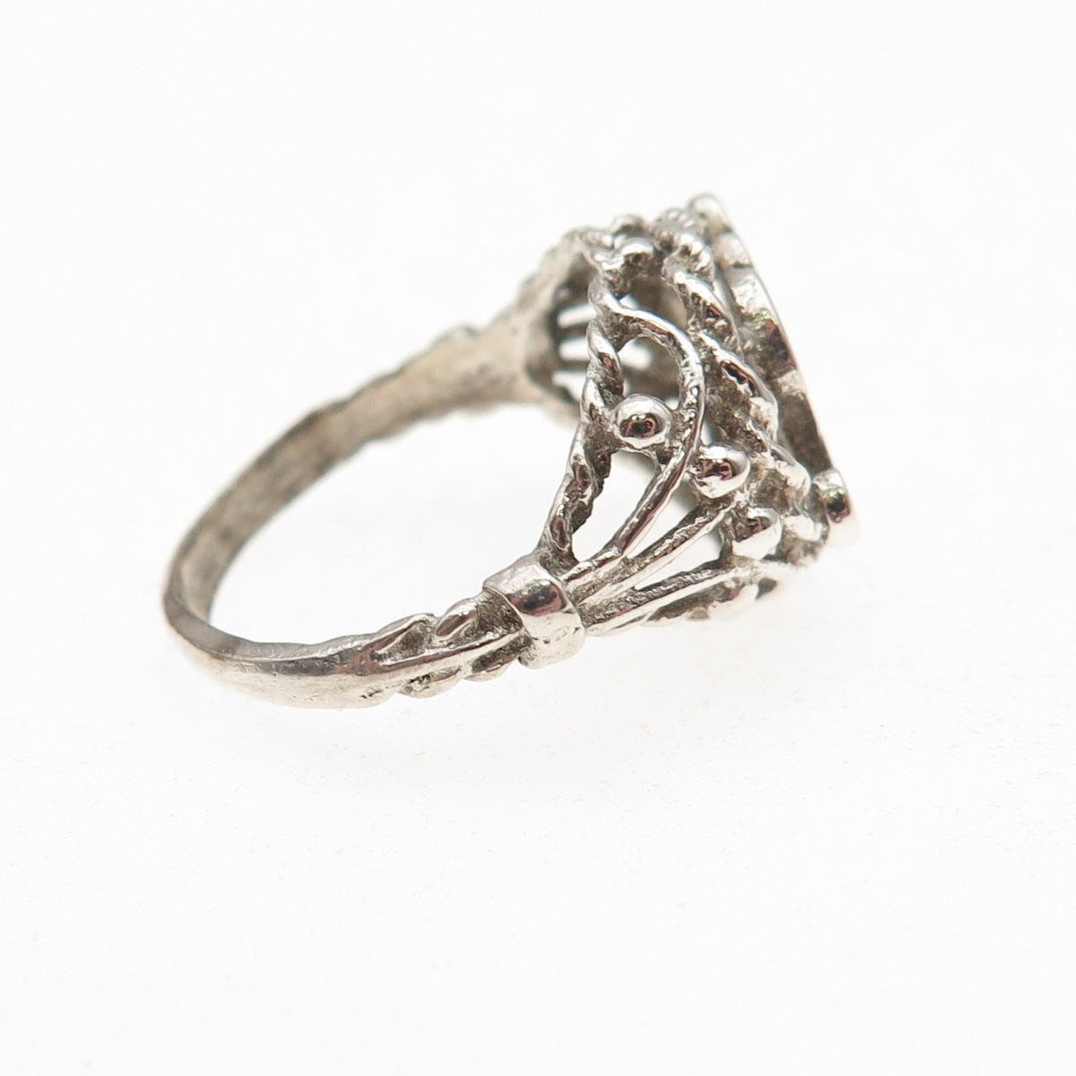 925 Sterling Silver Vintage Letter K Initial Oxidized Ring Size 6