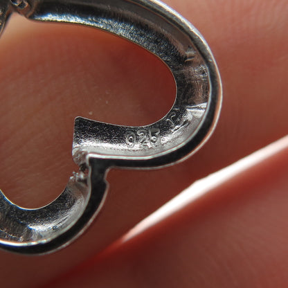925 Sterling Silver Real Round-Cut Diamond Heart Mini Slide Charm Pendant