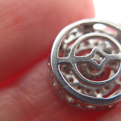 925 Sterling Silver Round-Cut Shaped C Z Sparkle Minimalist Slide Pendant