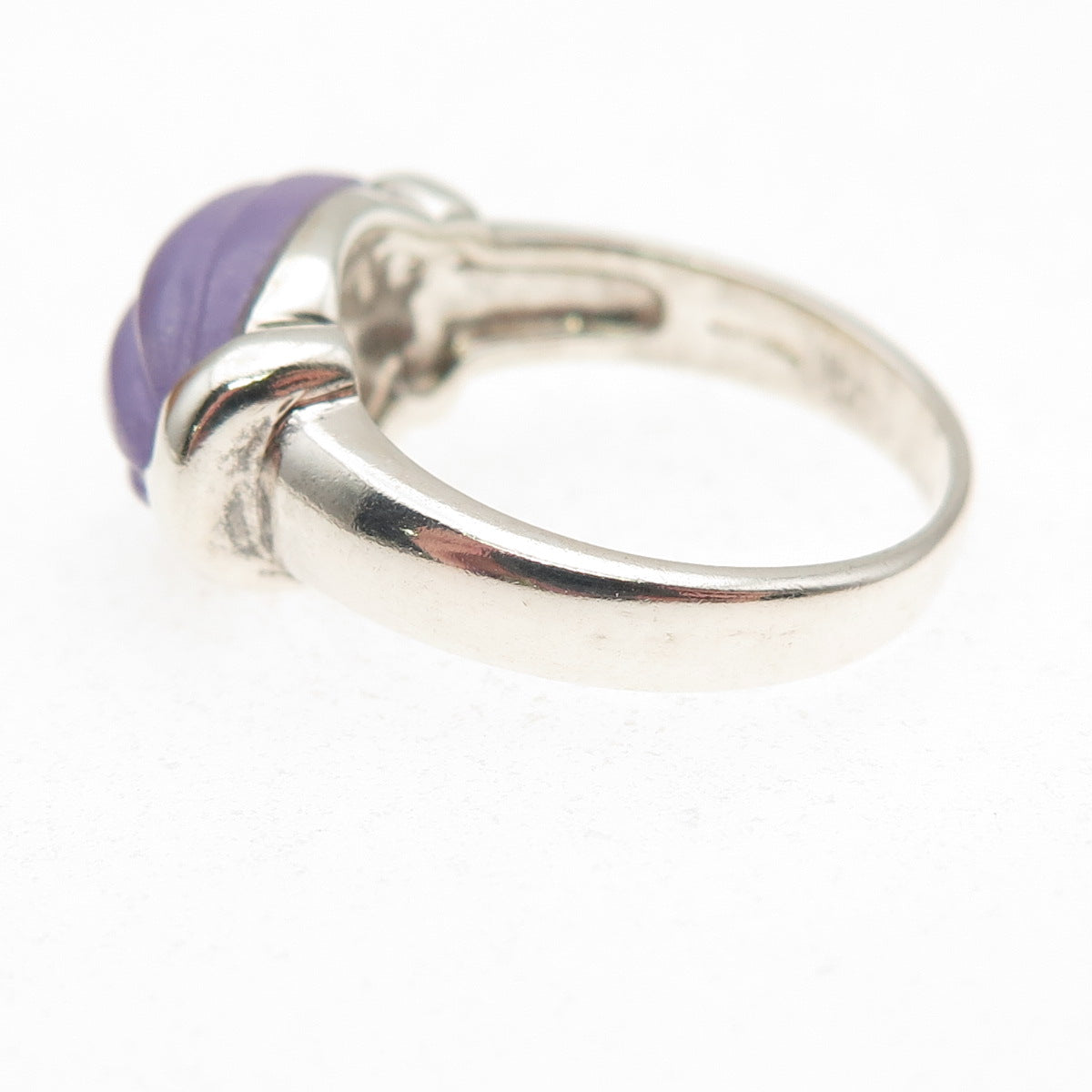 CNA Pranda 925 Sterling Silver Vintage Real Lavender Jade Modernist Ring Size 7