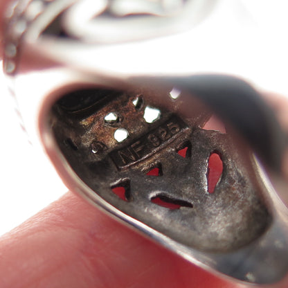 CHAPAL ZENRAY 925 Sterling Silver Vintage Real Black Onyx Oxidized Ring Size 6