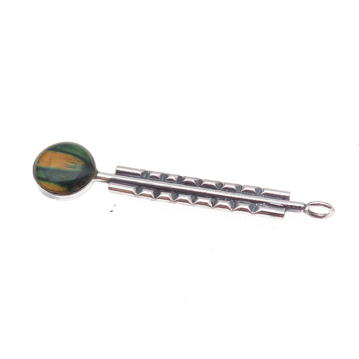 925 Sterling Silver Vintage Enamel Modernist Oxidized Pendant