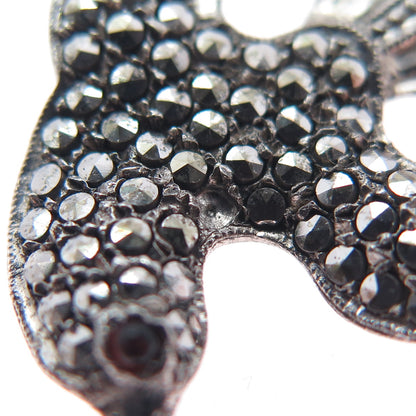 925 Sterling Silver Antique Marcasite & Garnet Holy Spirit Pin (missing 1 stone)