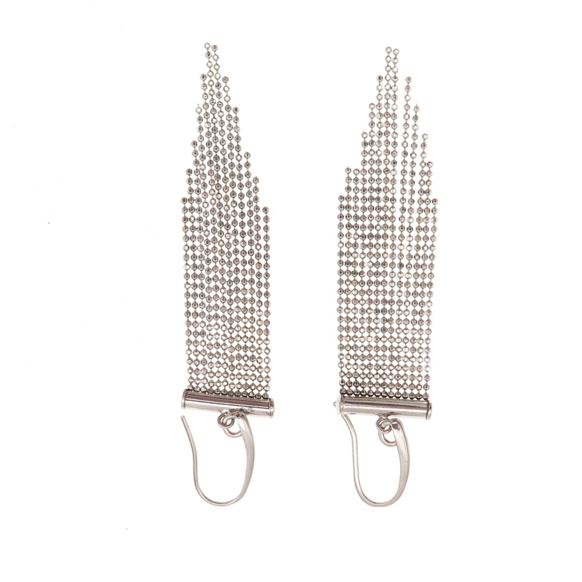 Dasan 925 Sterling Silver Vintage Italy Ball Beaded Tassel Dangle Earrings